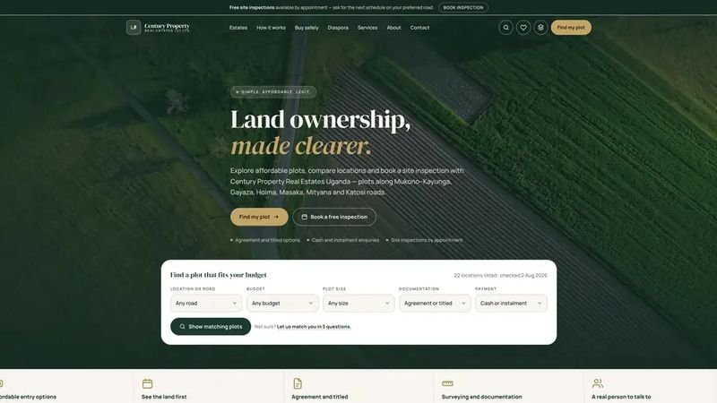 Century Property Real Estates Uganda website, designed and built by Magicweb