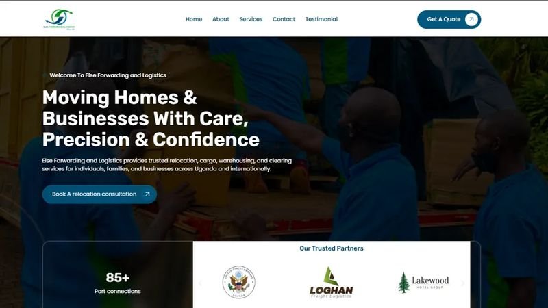 Else Forwarding and Logistics website, designed and built by Magicweb
